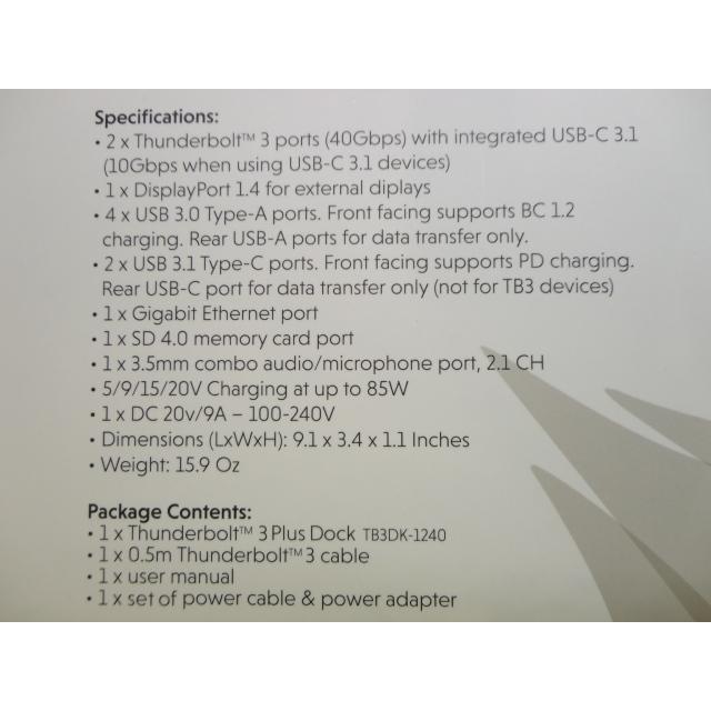 人気新品入荷 中古 Thunderbolt3ハブ LINKUP Thunderbolt3 Plus Dock with 85w  PowerDelivery TB3DK-1240 kamejikan.com