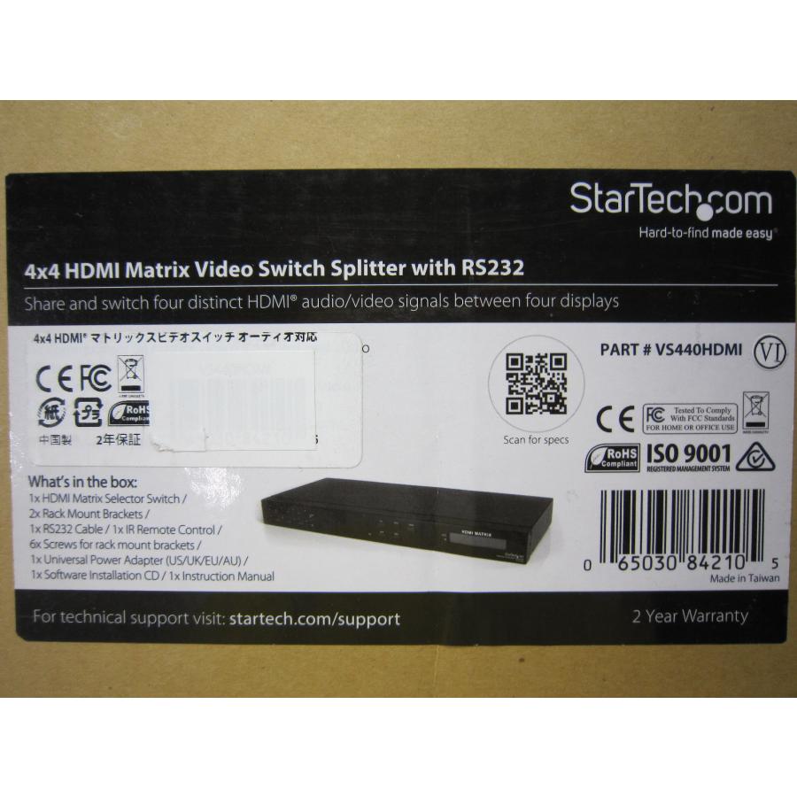 憧れ  StarTech.com 4入力4出力HDMIマトリックススイッチ 4x4 HDMI切替分配器 オーディオ/RS232対応 VS440HDMI