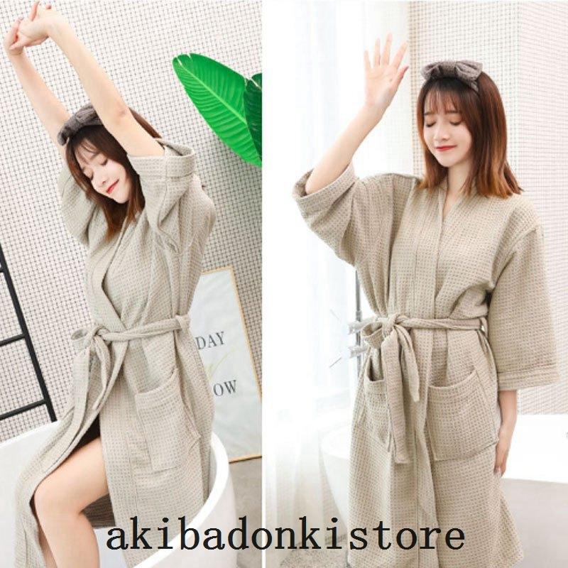 パジャマ寝巻き部屋着浴衣長袖レディースメンズルームウェア前開き紐留めポケット付き ワンピース カラー カーキ Www Geminicorp Be