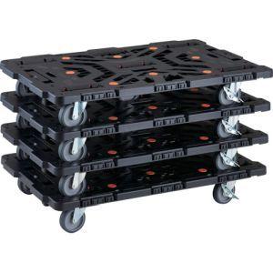 BT900J5S2-E100-M4 連結式樹脂製平台車 ビートル 900X600 自在5輪 内2輪ストッパー付 まとめ買い4台 メーカー直送 代引不可 北海道沖縄離島不可