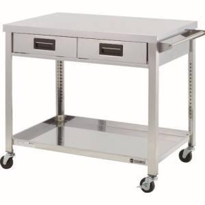 ステンレス製ワゴン 900×600×800mm 2段 引出し付 1-2720-05 WGO2-900H メーカー直送 代引不可 沖縄 離島不可
