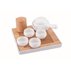 カンダ カジュアル中国茶器セット マットホワイト 茶盤1茶壷1茶缶1茶杯4