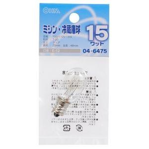 オーム電機 ミシン・冷蔵庫球 T20型 E12/15W クリア 04-6475 LB-T0215-C｜akibaoo