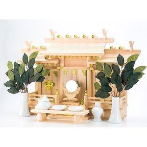 静岡木工 屋根違い 三社 明津セット 中 神棚用 神具