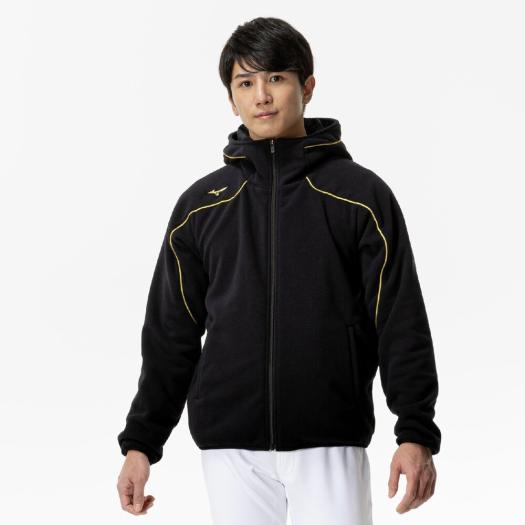 ミズノプロ　フリースパーカー　Oサイズ ブラック MIZUNO 【送料無料】ミズノ ミズノプロ フリースフーディ(厚手
