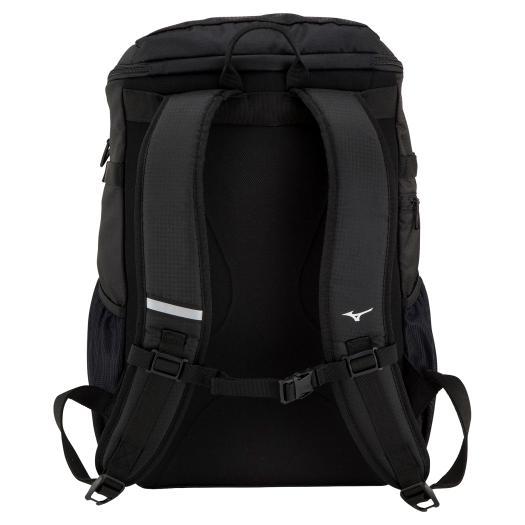 Mizuno バックパック 黒色フロントポケット付き MIZUNO ミズノ チームバックパック PCポケット付き(40L