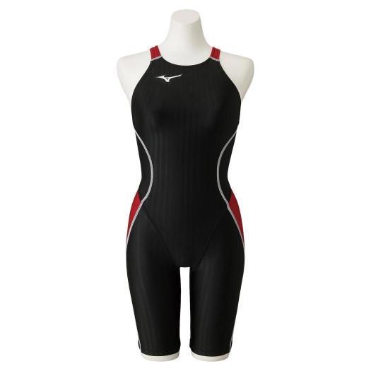 ミズノ 競泳用ハーフスーツブラック×レッド Mizuno N2MG122496 MIZUNO ミズノ 競泳用ハーフスーツ(レースオープンバック