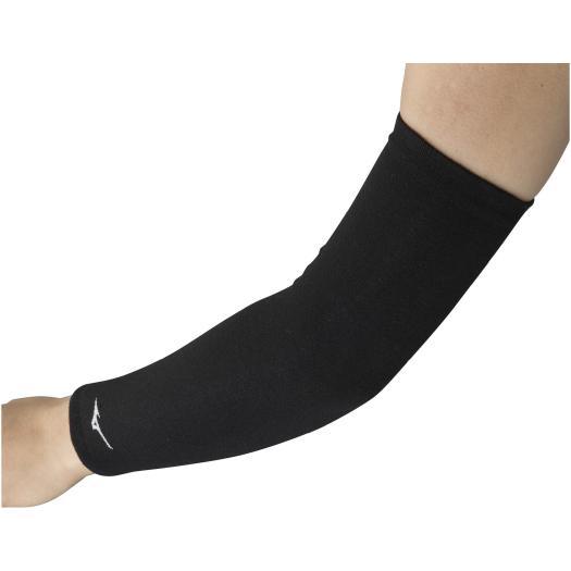 【送料２９０円】ミズノ 肘サポーター(ロング／パッド無／1個入り)(バレーボール)（ユニセックス） ブラック×ホワイト Mizuno V2MYA11009 | MIZUNO