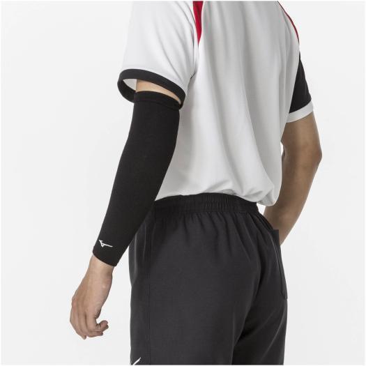 【送料２９０円】ミズノ 肘サポーター(ロング／パッド無／1個入り)(バレーボール)（ユニセックス） ブラック×ホワイト Mizuno V2MYA11009 | MIZUNO | 01