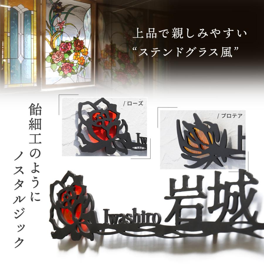 AKIグラス 表札 ステンレス 花 おしゃれ 戸建て 切り文字 lcs-hana