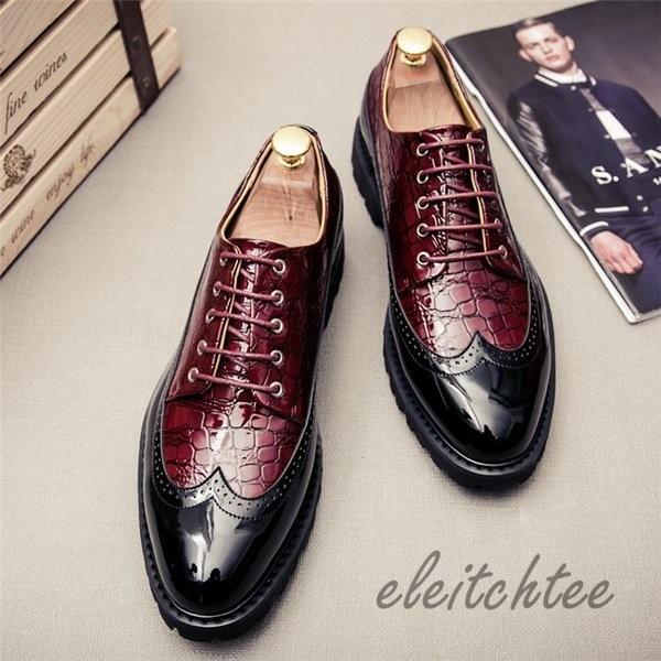 メーカー直送 革靴 メンズ ウィングチップ カジュアルシューズ レザーシューズ エナメル 大きいサイズ 皮靴 紳士靴 ブローグ かっこいい Cisama Sc Gov Br