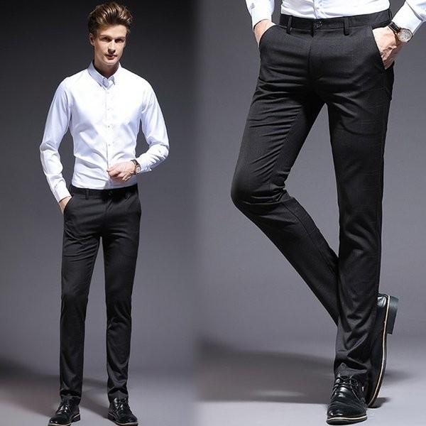 スラックス メンズ スリムパンツ ビジネスズボン ストレッチ スキニー ロングパンツ 紳士 フォーマル 結婚式 細身 サマー 薄手 Spabri Com