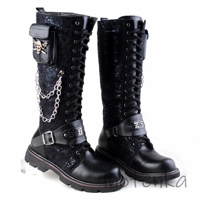 ミリタリーブーツ ダンスブーツ メンズ パンク ロング丈 革靴 長靴