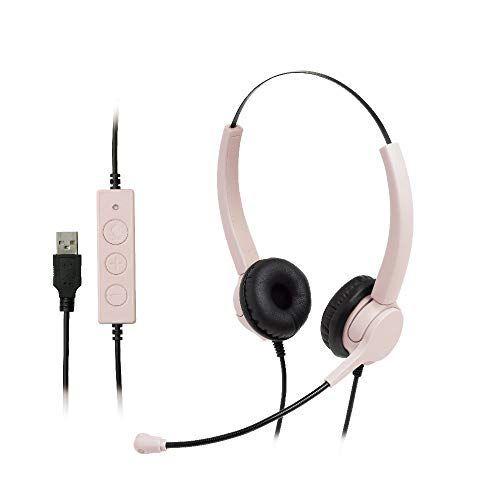 ソニック ヘッドセット 両耳 USBタイプ ユートリムエル ピンク UL-1579-P イヤホンマイク、ヘッドセット
