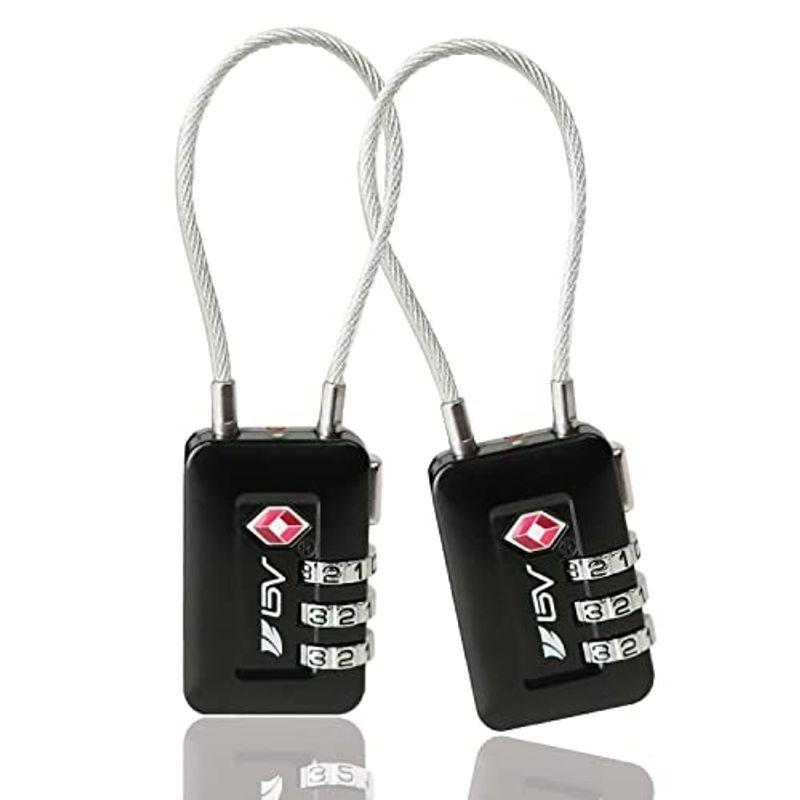BV(ビーブイ) TSAロック ワイヤーロック 鍵 南京錠 ３桁ダイヤル式ロック 旅行用 2個セット