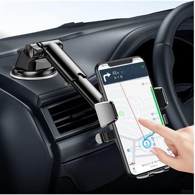 22年版車載ホルダー スマホスタンド 360度回転 オートロックカーフォンホルダー 伸縮アーム 取り付け簡単 安定性 携帯ホルダー 車 最安値級価格 オートロックカーフォンホルダー