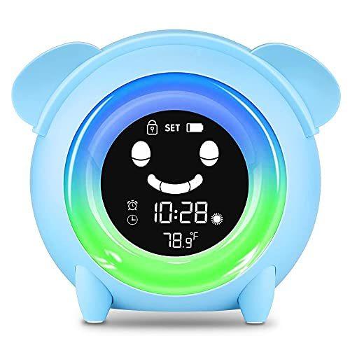 子供用デジタル目覚まし時計 幼児用目覚まし時計 かわいいベッドサイド時計 子供用スリープトレーナー 男の子 5色ナイトライト 家具 インテリア 温度検出 かわいいベッドサイド時計 男の子 誕生日 秋乃屋本店 Ys 女の子