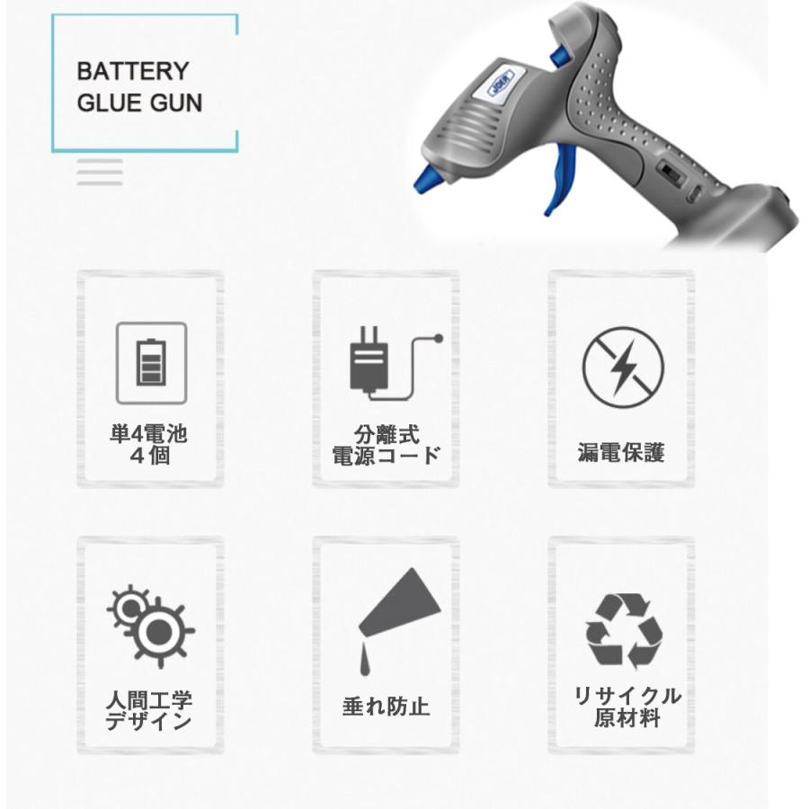 グルーガン プロ中大型　温度調整 高品質グルースティック10本付属 強力粘着 接着剤 デュアルパワー 高温タイプ DIY｜akio｜16