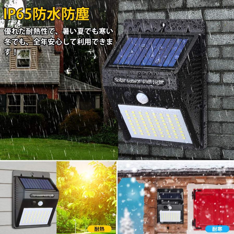 ソーラーライト センサー 64LED パネル分離可能 付 三つ点灯