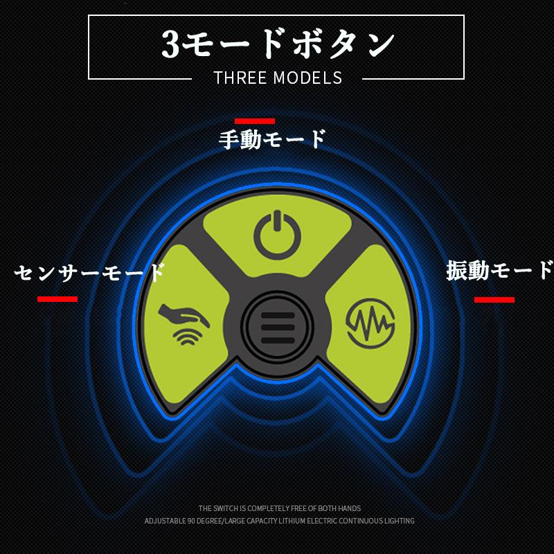 LEDキャップライト ヘッドライト 懐中電灯 USB充電可能 電池残量表示 帽子ライト 高輝度 ポータブル 軽量 着用可能 防水ヘルメットライト 男女兼用｜akio｜03