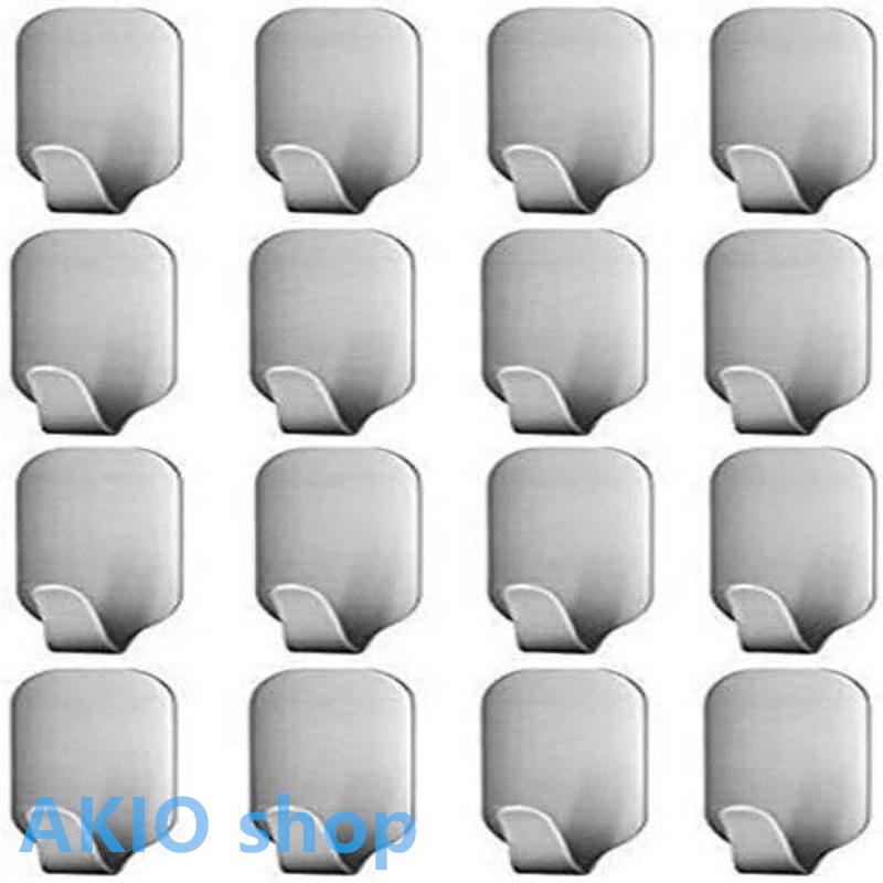 フックステンレス 【16枚セット】 粘着フック 壁掛けフック 強力粘着フック 貼り付け跡なし 防水 耐荷重4KG キッチン お風呂場 洗面所用 の商品画像