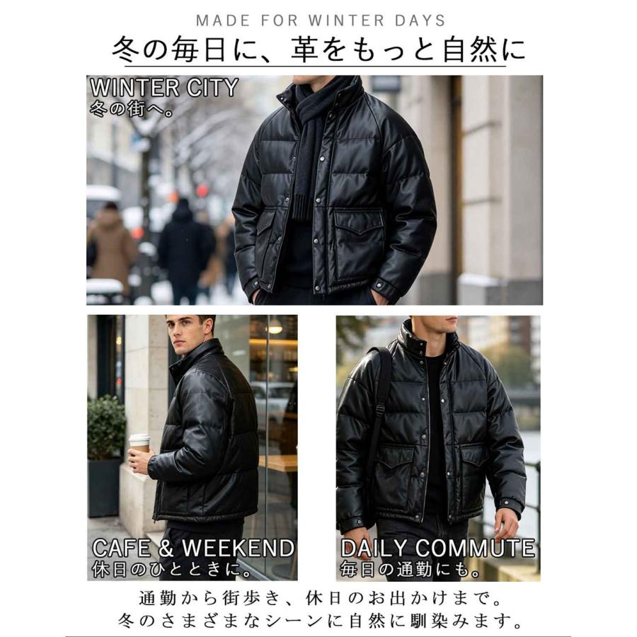 レザー ダウンジャケット EU製 Uaboni Paris ユアボニ パリ発 羊革