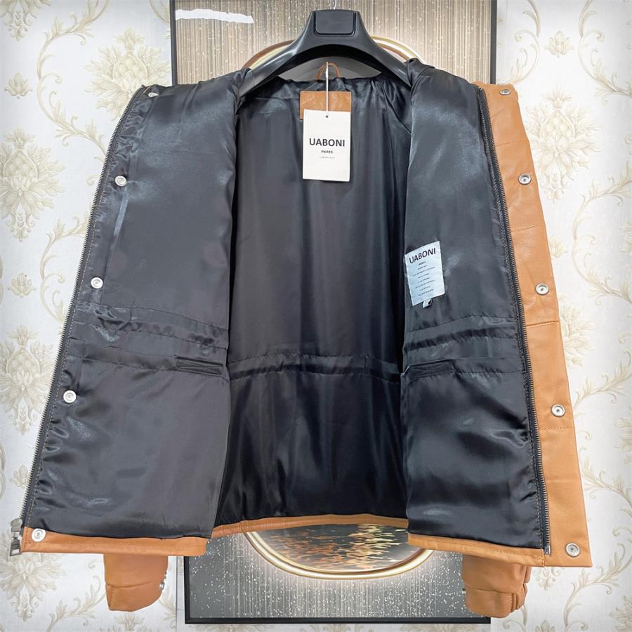 レザー ダウンジャケット EU製 UABONI Paris ユアボニ パリ発 羊 レザー ダウンジャケット EU製 UABONI Paris ユアボニ パリ発 羊