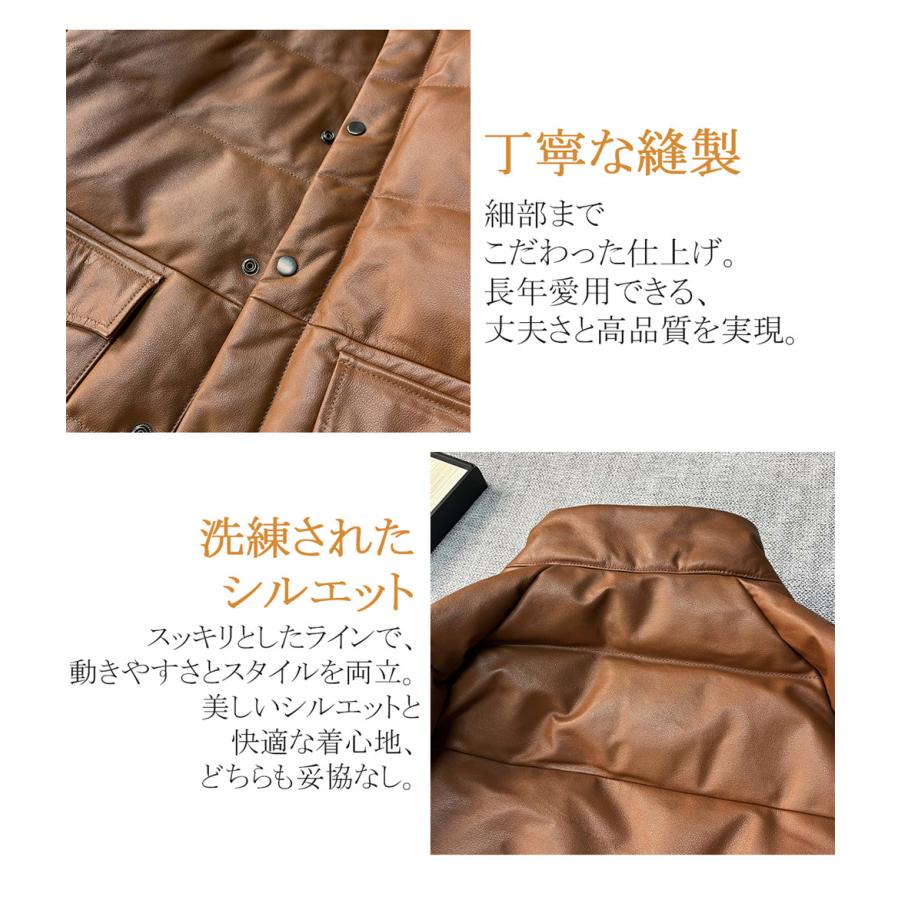 新品未使用 UABONI ユアボニ レザーダウンジャケット キャメル 20%OFF レザー ダウンジャケット EU製 Uaboni Paris ユアボニ パリ発