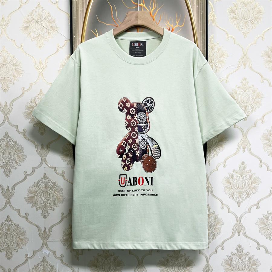 半袖 Tシャツ EU製＆定価2万 UABONI*Paris*ユアボニ*パリ発 コットン100％ 吸汗 薄手 速乾 個性 人気 カットソー モノグラム スウェット メンズ 夏 5色選択可｜akira2024-store｜05