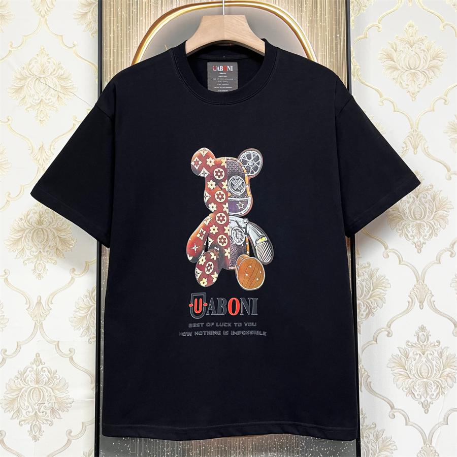 半袖 Tシャツ EU製＆定価2万 UABONI*Paris*ユアボニ*パリ発 コットン100％ 吸汗 薄手 速乾 個性 人気 カットソー モノグラム スウェット メンズ 夏 2色選択可｜akira2024-store｜02