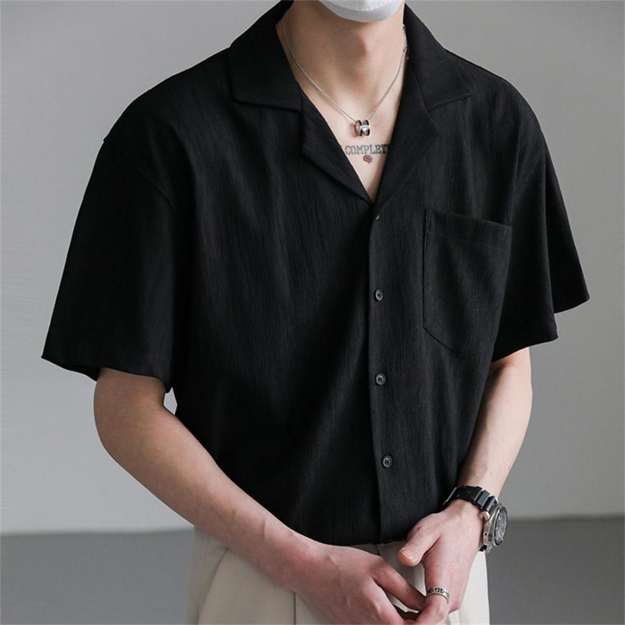 新品　ヤマダヤ　麻素材　半袖 ボタンシャツ 黒 新品 ヤマダヤ 麻素材 半袖 ボタンシャツ 黒 - メルカリ