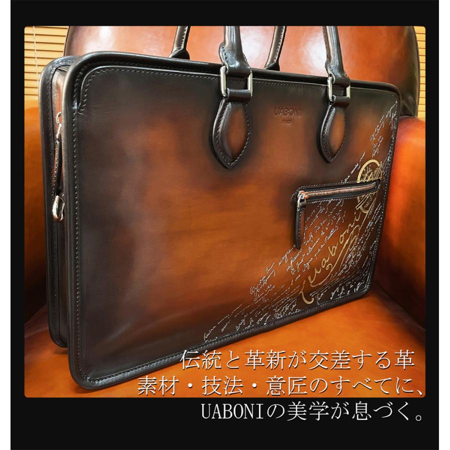 20%OFF ブリーフケース ビジネスバッグ EU製 Uaboni ユアボニ 幻のパティーヌ 手染 鞄 トートバッグ バッグ 本革 レザー カーフスキン 通勤 メンズ 紳士の画像