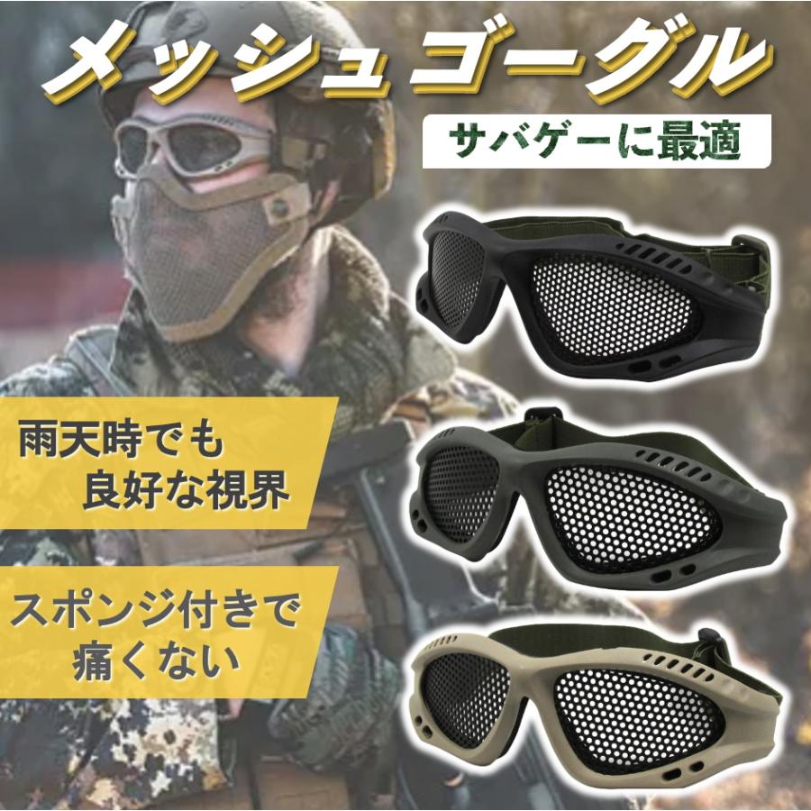 メッシュ ゴーグル サバゲー 装備 BB弾対策 通気性 曇り防止