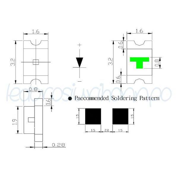 LED チップ SMD 3216 白色 (120°1160mcd) 50個セット｜akiraprostore｜02