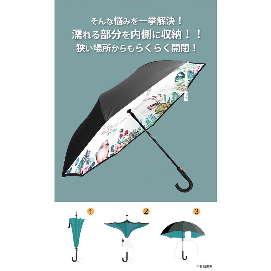 自動開くワンタッチ 傘 逆さま傘 逆さ傘 晴雨兼用 長傘 ブランド