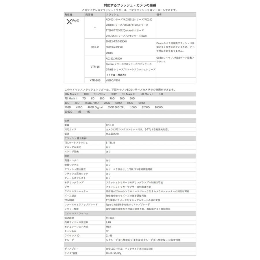 公式日本語説明書付き 技適マーク付き】Canon用 Godox XPro-C 