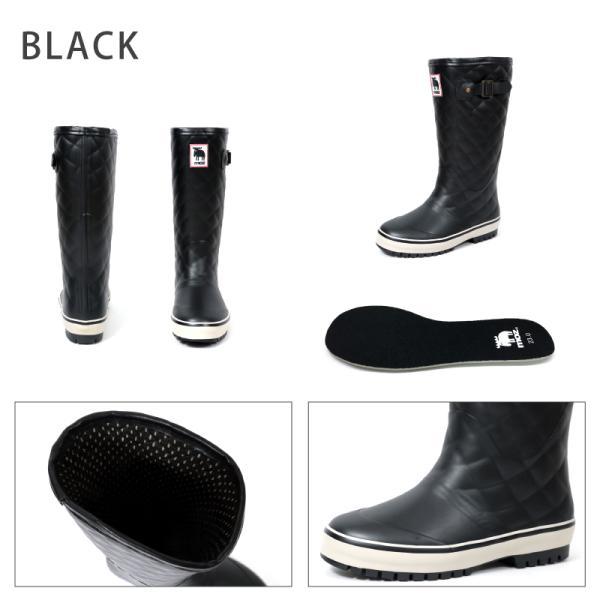 moz（モズ） レインブーツ ロング丈 キルティング型押し ウレタン裏