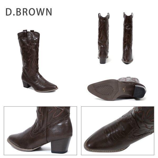 ウエスタンブーツ　ancho ブラウン ウエスタンブーツ ロング ウイングチップ パーフォレーション 約