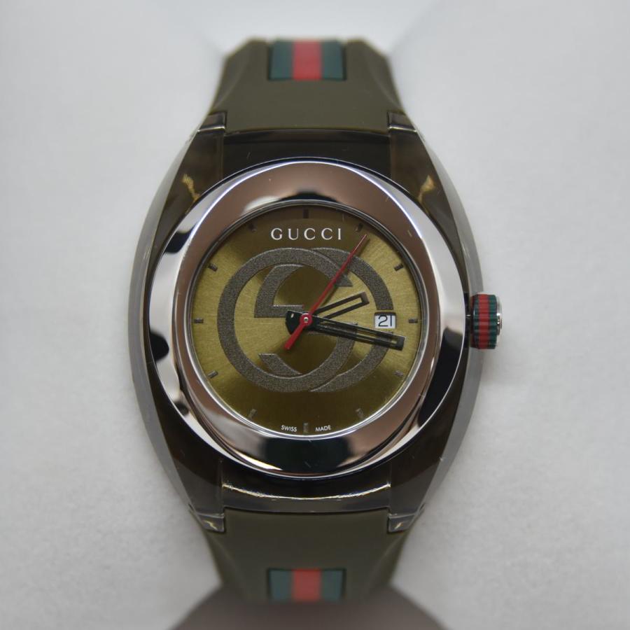 ほぼ未使用 グッチ GUCCI 腕時計 SYNC カーキ YA137106稼働 GUCCI（グッチ） ほぼ未使用 鑑定済 腕時計 メンズ SYNC カーキ