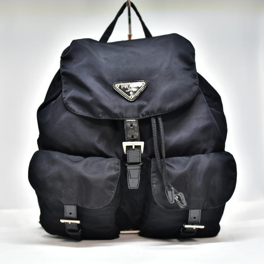 極美品 鑑定済 プラダ PRADA リュックサック バックパック ブラック  