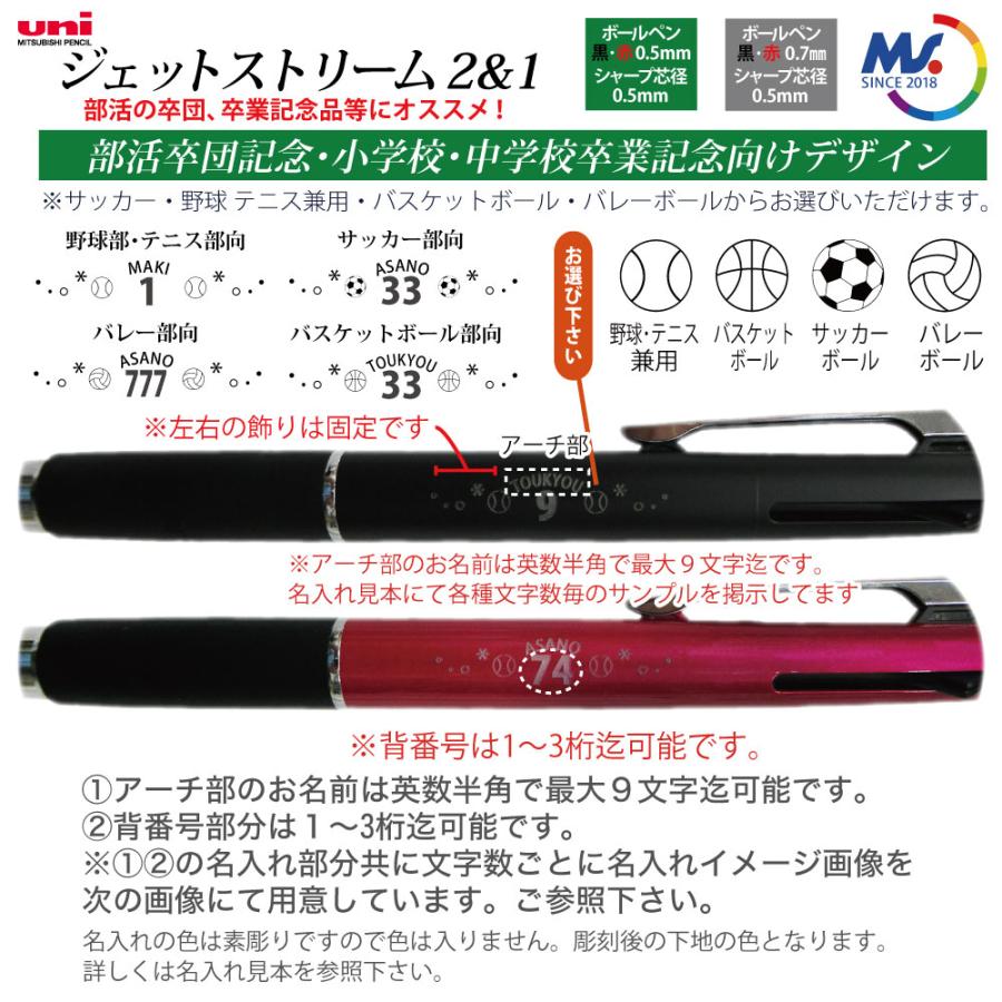 ジェットストリーム 名入れ 2＆1 MSXE3-800 背番号 デザイン 三菱鉛筆