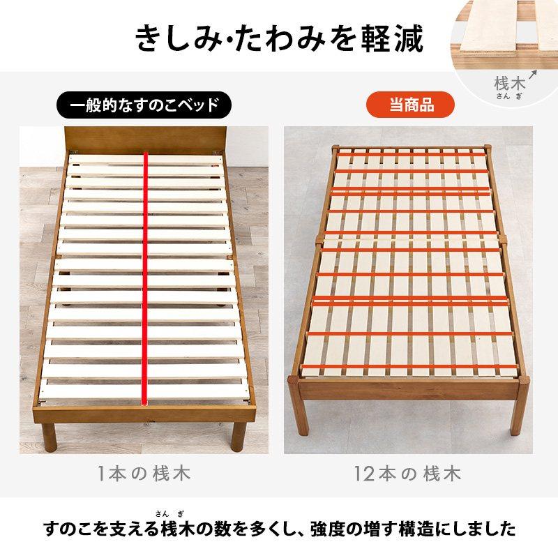 組立簡単 シングルベッド Sサイズ フレームのみ スノコベッド 天然木