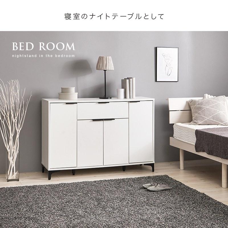 キャビネット 幅120cm リビング収納 木目調 可動棚 アイアン脚 収納庫_8