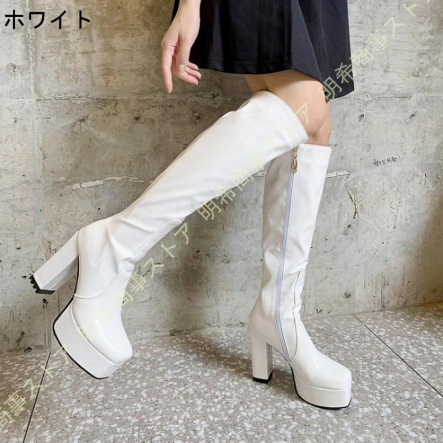 ロングブーツ ニーハイブーツ レディース エナメル 厚底 厚底 ロングブーツ ニーハイブーツ レディース エナメル 厚底 厚底