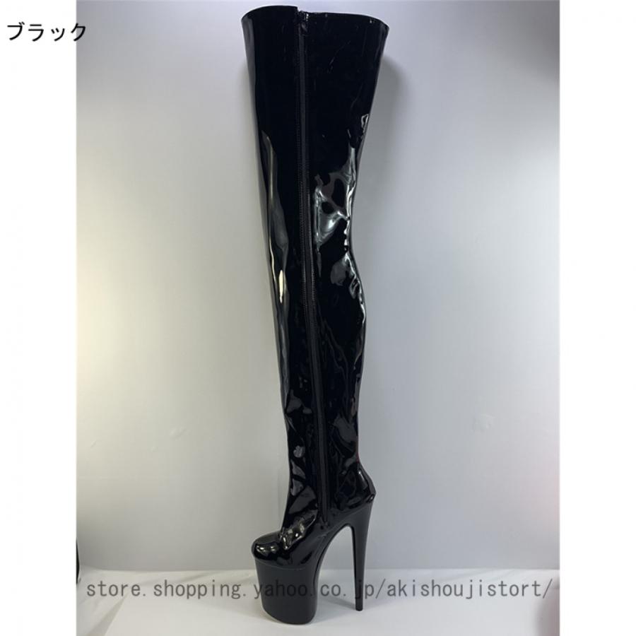 厚底 サイハイブーツ 20cmヒール ニーハイブーツ サイドジッパー 厚底 サイハイブーツ 20cmヒール ニーハイブーツ サイドジッパー