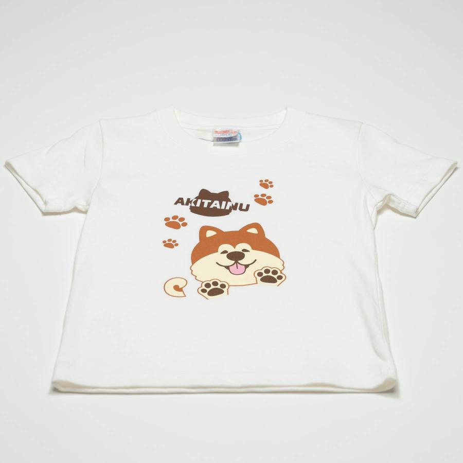 フルゥール 秋田犬足あとTシャツ （キッズ用100サイズ） : 秋田県物産
