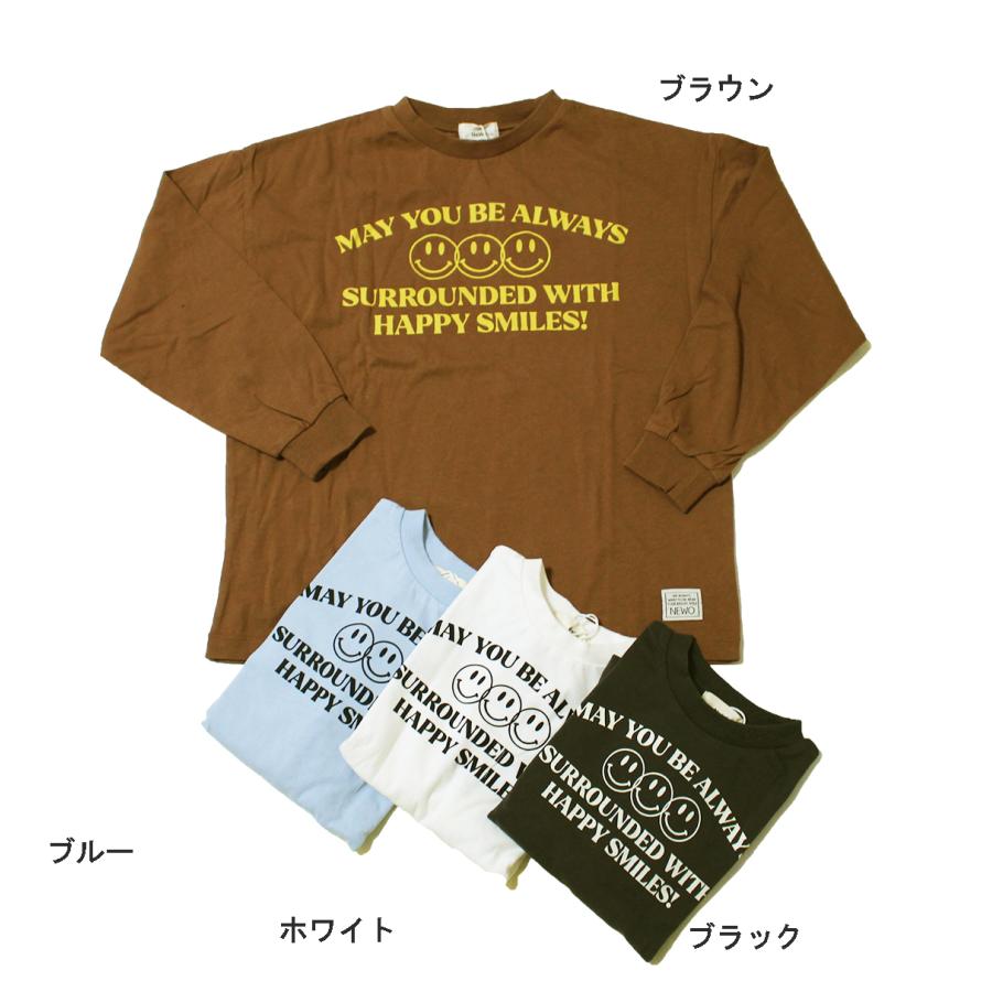 長袖Tシャツ スマイル ロンT キッズ ジュニア 子供服 男の子 女の子  