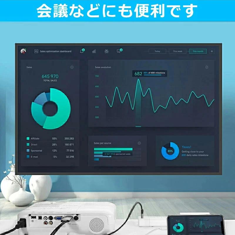 HDMI ケーブル iphone テレビ 接続 ケーブル スマホ HDMI iPhone iPhone HDMI 変換ケーブル 簡単設定 スマホの画面をテレビに映す iPhone/iPad/iPodに対応可能｜akiya-store｜06