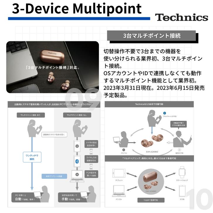 【Yahoo!ショッピング年間1位!!】Technics テクニクス EAH-AZ40M2 完全ワイヤレスイヤホン ノイズキャンセリング  ハイレゾ対応  Bluetooth5.3 (カラー: 3色)｜akky-international｜13