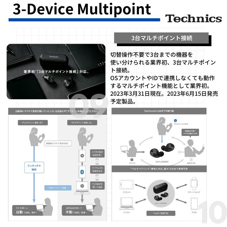 Technics テクニクス EAH-AZ60M2 完全ワイヤレスイヤホン ノイズキャンセリング  ハイレゾ対応  Bluetooth5.3 (カラー: 2色)｜akky-international｜10